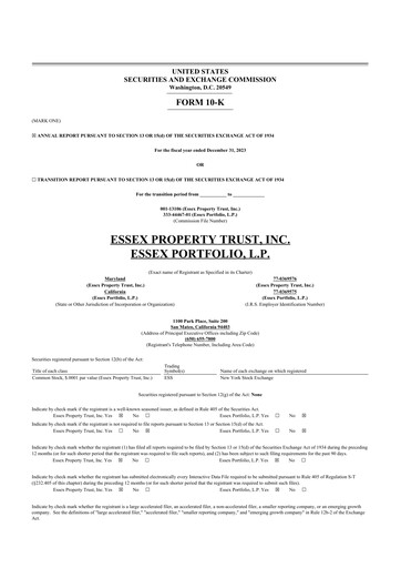 Thumbnail Essex Property Trust
 10-K Annual Report 2023