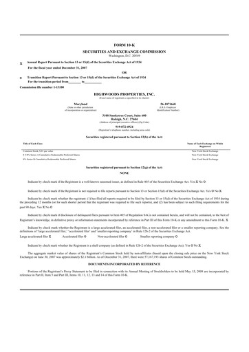 Thumbnail Highwoods Properties
 10-K Annual Report 