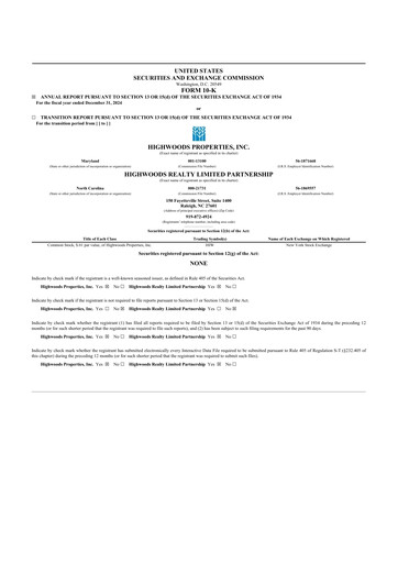 Thumbnail Highwoods Properties
 10-K Annual Report 