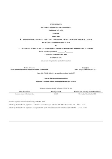 Thumbnail SSR Mining 10-K Annual Report 2021