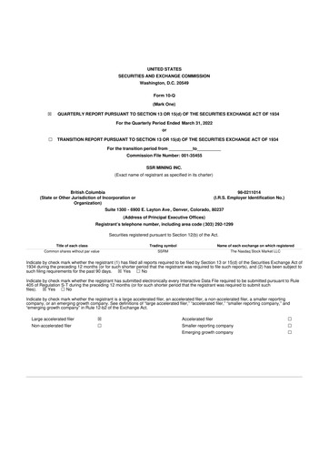 Thumbnail SSR Mining 10-Q Quarterly Report FY 