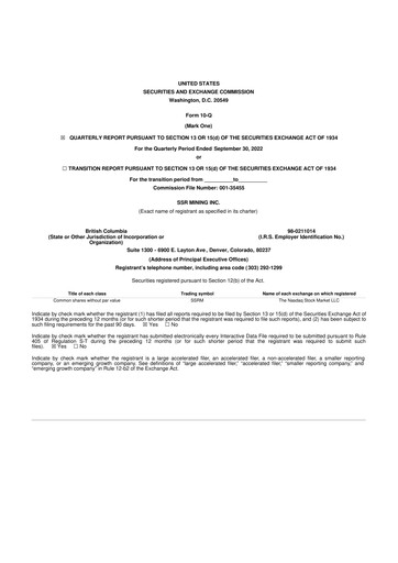 Thumbnail SSR Mining 10-Q Quarterly Report FY 