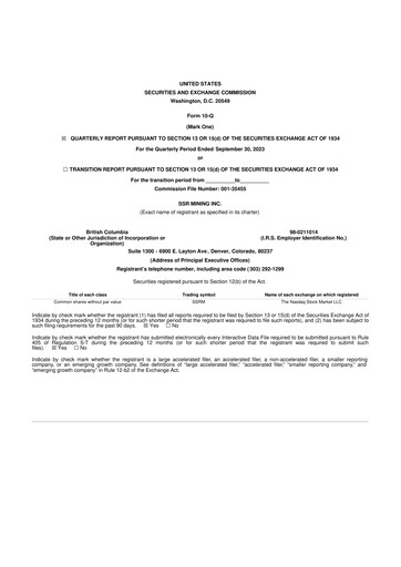 Thumbnail SSR Mining 10-Q Quarterly Report FY 