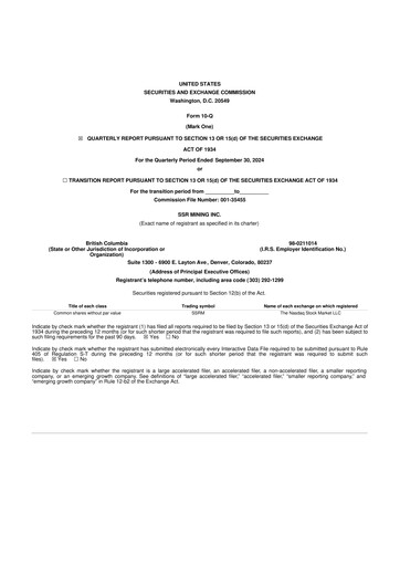 Thumbnail SSR Mining 10-Q Quarterly Report FY 