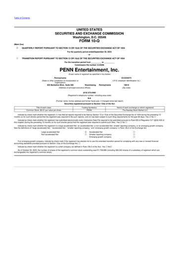 Thumbnail PENN Entertainment
 10-Q Quarterly Report FY2023 