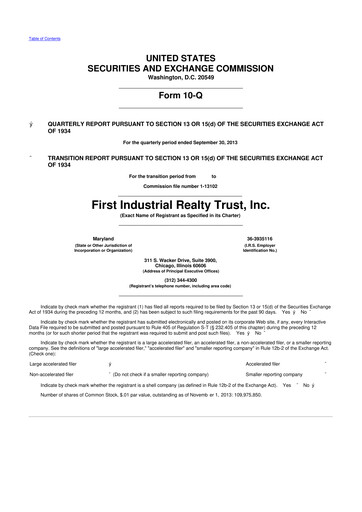 Thumbnail First Industrial Realty Trust 10-Q Quarterly Report FY2013 