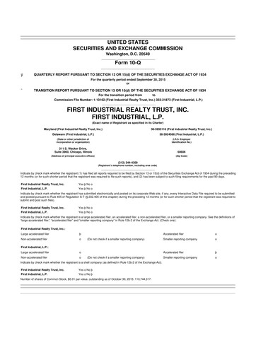 Thumbnail First Industrial Realty Trust 10-Q Quarterly Report FY 