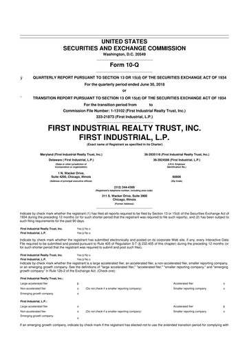 Thumbnail First Industrial Realty Trust 10-Q Quarterly Report FY 