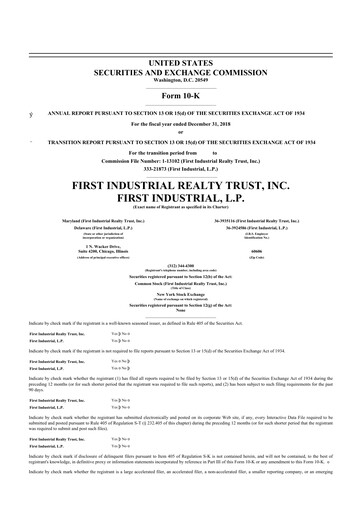 Thumbnail First Industrial Realty Trust 10-K Annual Report 