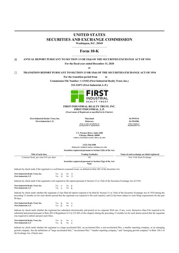 Thumbnail First Industrial Realty Trust 10-K Annual Report 
