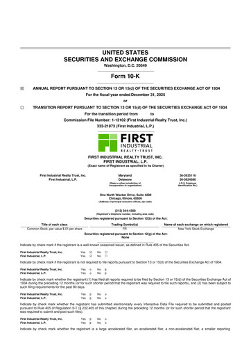 Thumbnail First Industrial Realty Trust 10-K Annual Report 