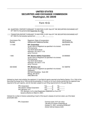 Thumbnail PPL 10-Q Quarterly Report FY 