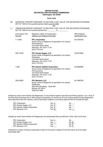 Thumbnail PPL 10-Q Quarterly Report FY 