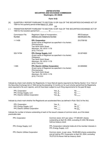 Thumbnail PPL 10-Q Quarterly Report FY 