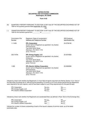 Thumbnail PPL 10-Q Quarterly Report FY 