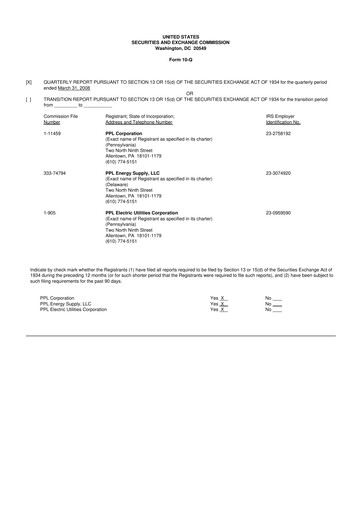 Thumbnail PPL 10-Q Quarterly Report FY 