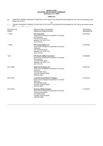 Thumbnail PPL 10-Q Quarterly Report FY2011 