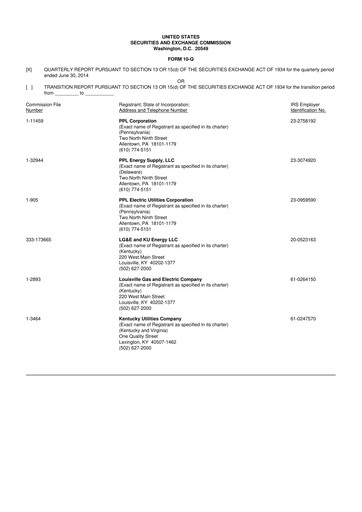 Thumbnail PPL 10-Q Quarterly Report FY2014 