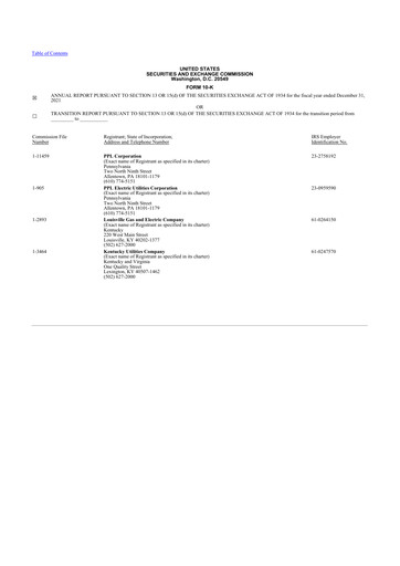 Thumbnail PPL 10-K Annual Report 2021