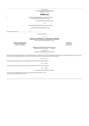 Thumbnail Genco Shipping & Trading 10-Q Quarterly Report FY 