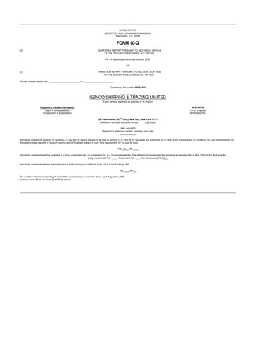 Thumbnail Genco Shipping & Trading 10-Q Quarterly Report FY 