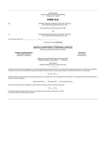 Thumbnail Genco Shipping & Trading 10-Q Quarterly Report FY 