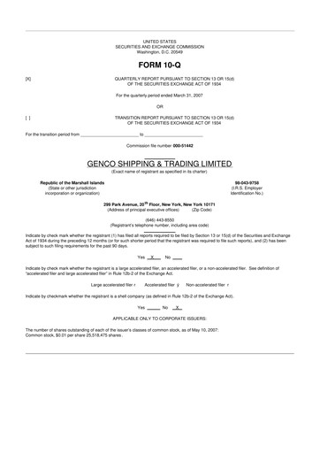Thumbnail Genco Shipping & Trading 10-Q Quarterly Report FY 