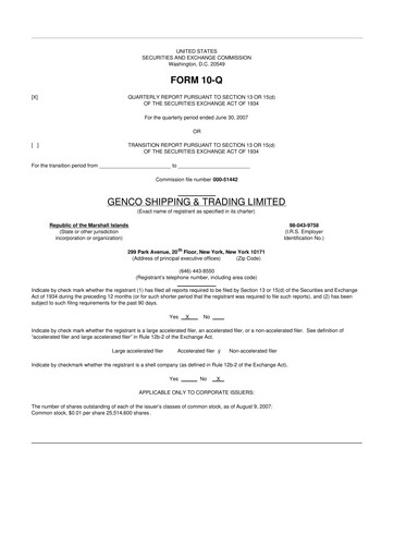 Thumbnail Genco Shipping & Trading 10-Q Quarterly Report FY 