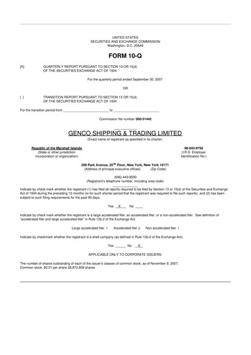 Thumbnail Genco Shipping & Trading 10-Q Quarterly Report FY 