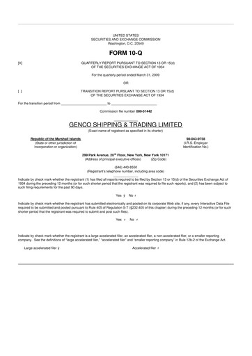 Thumbnail Genco Shipping & Trading 10-Q Quarterly Report FY 