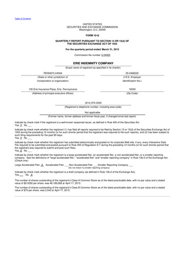 Thumbnail Erie Indemnity 10-Q Quarterly Report FY2015 