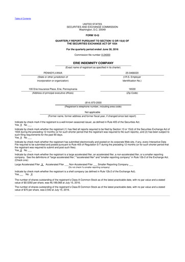 Thumbnail Erie Indemnity 10-Q Quarterly Report FY2016 