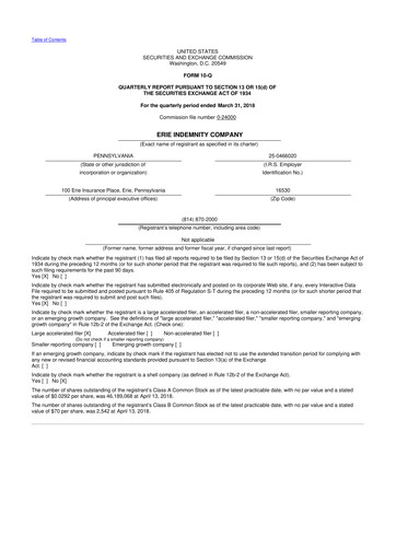 Thumbnail Erie Indemnity 10-Q Quarterly Report FY2018 