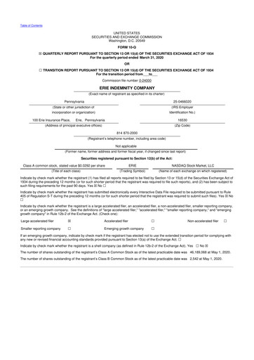 Thumbnail Erie Indemnity 10-Q Quarterly Report FY2020 