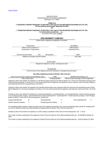 Thumbnail Erie Indemnity 10-Q Quarterly Report FY2020 