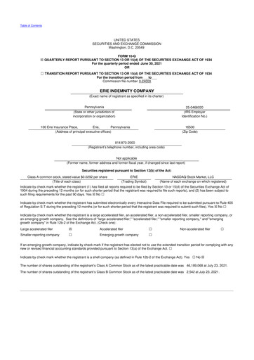 Thumbnail Erie Indemnity 10-Q Quarterly Report FY2021 