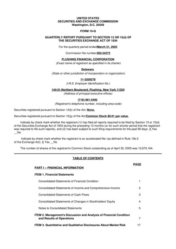 Thumbnail Flushing Financial Corp 10-Q Quarterly Report FY 