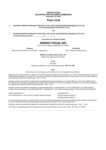 Miniature Energy Focus 10-Q Rapport trimestriel 2017 