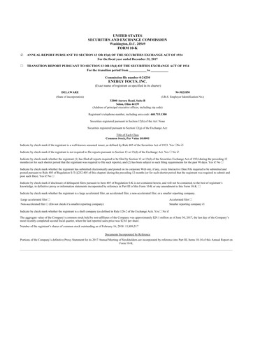 Thumbnail Energy Focus 10-K Annual Report 2017