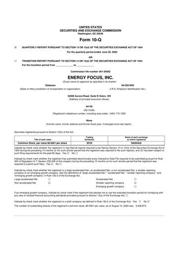 Miniature Energy Focus 10-Q Rapport trimestriel 2020 