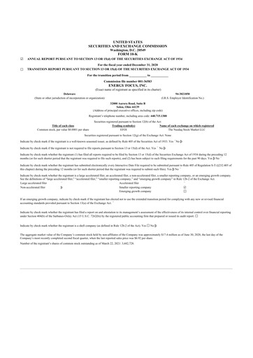 Thumbnail Energy Focus 10-K Annual Report 2020