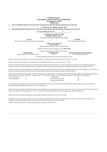 Thumbnail Energy Focus 10-K Annual Report 2021