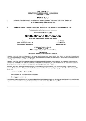 Miniature Smith-Midland Corporation 10-Q Rapport trimestriel 2017 
