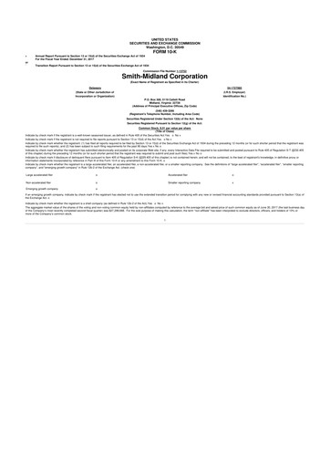 Miniature Smith-Midland Corporation 10-K Rapport annuel 2017