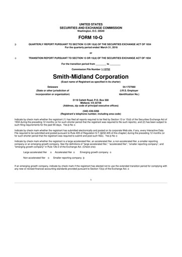Miniature Smith-Midland Corporation 10-Q Rapport trimestriel 2018 