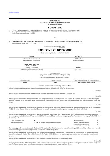 Vorschaubild Freedom Holding 10-K Jahresbericht 2022