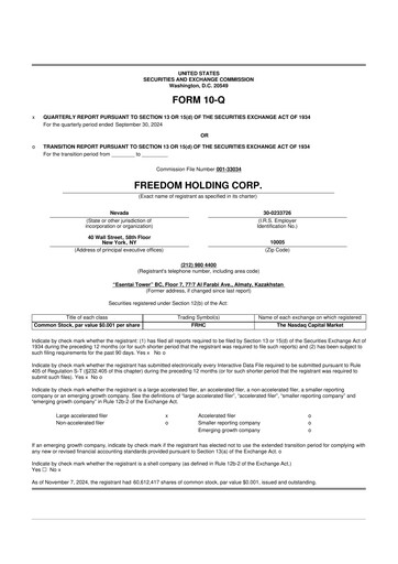 Thumbnail Freedom Holding 10-Q Quarterly Report FY2025 