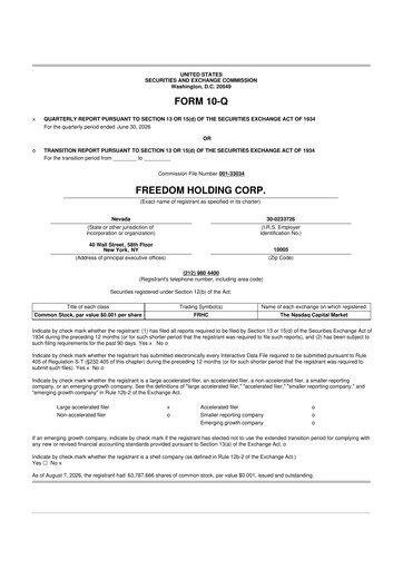 Vorschaubild Freedom Holding 10-Q Quartalsbericht 2027 
