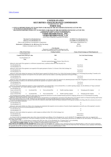 Thumbnail Veris Residential 10-K Annual Report 2022