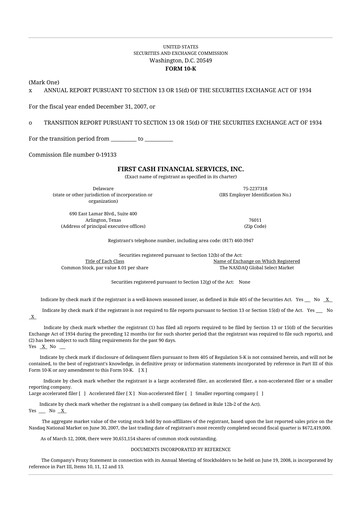 Thumbnail FirstCash 10-K Annual Report 